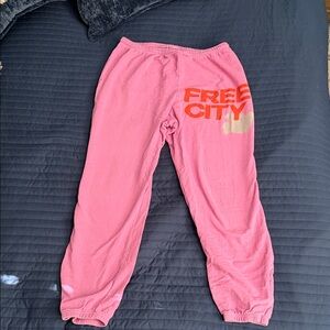 freecity Pink Sweatpants with Orange Logo